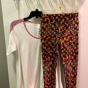 3/$20 LuluRoe white & pink tunic short sleeve Colorful cozy extra soft leggings